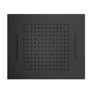 /4 Верхний душ 570x470 мм, с 4 LED RGB, 4 режима (дождь, каскад, водопад, туман) блок питания/управления, Cromoterapia, цвет: черный мат
