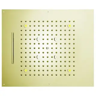 /3 Верхний душ 570x470 мм, 3 режима (дождь, каскад, туман) с 4 LED RGB, блок питания/управления, Cromoterapia, цвет: сатинированное золото