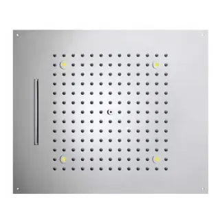 /2 Верхний душ 570 x 470 мм, с 4 LED RGB, 2 режима (дождь, каскад), блок питания/управления, Cromoterapia, цвет: никель шлифованный