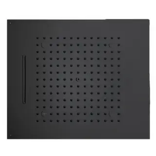 /2 Верхний душ 570 x 470 мм, 2 режима (дождь, каскад), с 4 LED (белый), блок питания/управления, цвет: черный матовый