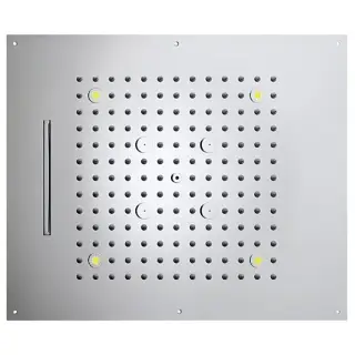 /3 Верхний душ 570 x 470 мм, 3 режима (дождь, каскад, туман), с 4 LED RGB, блок питания/управления, Cromoterapia, цвет: хром