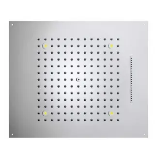 /2 Верхний душ 570 x 470 мм, с 4 LED RGB, 2 режима (дождь, водопад) блок питания/управления, Cromoterapia, цвет: хром