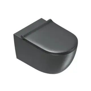 Унитаз подвесной 55х35см, безободковый, смыв Tornado, покрытие Twinglaze+, цвет: черный матовый