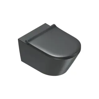 Zero Унитаз подвесной 55x35см, безободковый, смыв Silentech 3.0, покрытие Cataglaze+, цвет: черный матовый