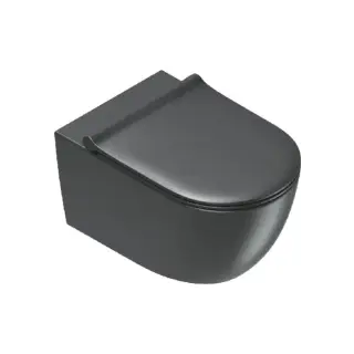 Унитаз подвесной 55x35см, безободковый, смыв Tornado, покрытие Cataglaze+, цвет: черный матовый