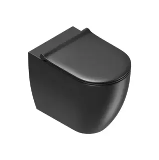 Унитаз напольный 55x35см, безободковый, смыв Tornado, покрытие Twinglaze+, цвет: черный матовый