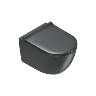 Унитаз подвесной 50x35см, безободковый, смыв Tornado, покрытие Twinglaze+, цвет: черный матовый