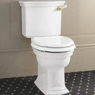 Унитаз моноблок 64x36,5 cм, горизонтальный выпуск, с бачком, цвет: белый/золото
