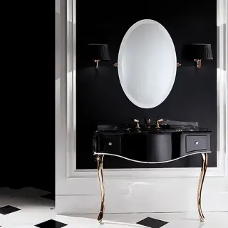 Комплект мебели мрамор: nero marquina, ножки золото, напольный, Цвет: чёрный с белым кантом,