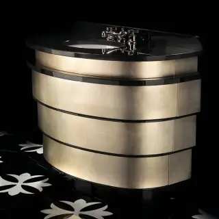 Devon Summertime Antique Тумба с раковиной 125х62х89см., напольная, 3 отв., столешница из черного гранита nero assaluto, цвет: кремовый