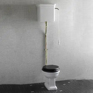 Унитаз 47.5x38cм, с высоким бачком, фурнитура золото