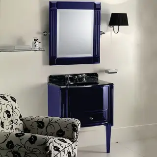 Комплект мебели 68 см, тумба напольная со столешницей Nero Marquina и встроенной раковиной черной, Цвет: blue violet