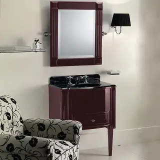 Комплект мебели 68 см, тумба напольная со столешницей Nero Marquina и встроенной раковиной черной, напольный, Цвет: prune