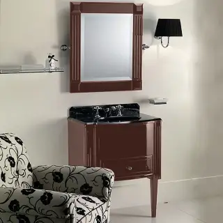 Комплект мебели 68 см, тумба напольная со столешницей Nero Marquina и встроенной раковиной черной, Цвет: fango