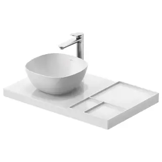 Керамическая консоль подвесная 80x50см., левая, HygieneGlaze, цвет: белый глянец
