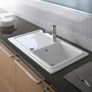 Кухонная мойка 86x51см., встраиваемая, цвет: белая