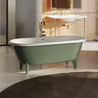 Belrose Ванна 170х78см., отдельностоящая, композит, с сифоном и слив-переливом, цвет: белый/menta