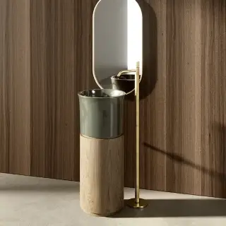 Раковина 40см., без отв., с напольной базой, цвет: Lichene/Rovere sahara