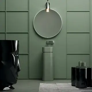 Раковина квадратная 30см, на пьедестале, без отв., цвет: verde matte