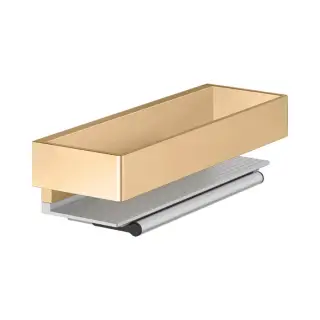 Полочка для душа со стеклоочистителем, подвесная, цвет: brushed brass/aluminium