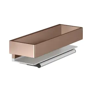 Полочка для душа со стеклоочистителем, подвесная, цвет: brushed red gold/aluminium