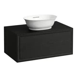Тумба с раковиной, 77.5x45.5x34.5см, 1 ящик, подвесная, цвет: черный дуб
