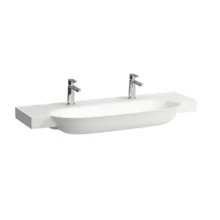Раковина 120х48х16.5 см, 2 отв., накладная, без перелива, цвет: белый