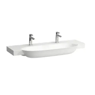 Раковина 120х48х16.5 см, 2 отв., накладная, без перелива, цвет: белый LCC