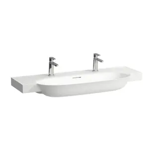 Раковина 120х48х16.5 см, 2 отв., накладная, с переливом, цвет: белый LCC