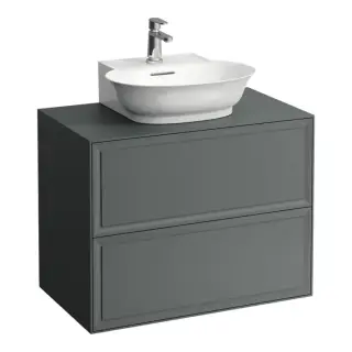 Тумба с раковиной, 77.5x45.5x60см, 2 ящиками, подвесная, цвет: серый