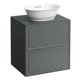 Тумба с раковиной, 57.5x45.5x60см, 2 ящика, подвесная, цвет: серый
