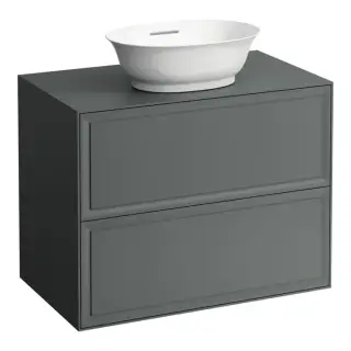 Тумба с раковиной, 77.5x45.5x60см, 2 ящика, подвесная, цвет: серый