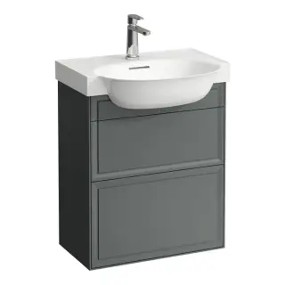 Тумба с раковиной, 57.5x31.5x67.5см, 2 ящика, подвесная, цвет: серый