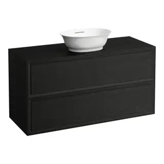 Тумба с раковиной, 117.5x45.5x60см, 2 ящика, напольный, цвет: черный дуб