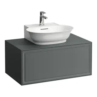 Тумба с раковиной, 77.5x45.5x34.5см, 1 ящиком, подвесная, цвет: серый