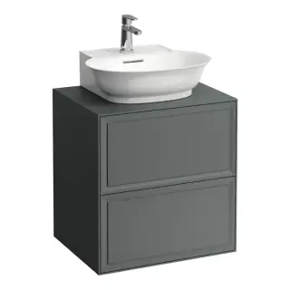 Тумба с раковиной, 57.5x45.5x60см, 2 ящика, подвесная, цвет: серый