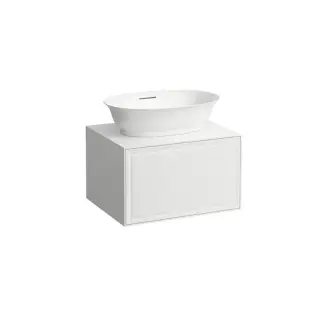 Тумба с раковиной, 57.5x45.5x34.5см, 1 ящик, подвесная, цвет: белый глянцевый