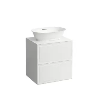 Тумба с раковиной, 57.5x45.5x60см, 2 ящика, подвесная, цвет: белый глянцевый