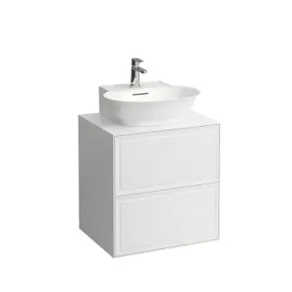 Тумба с раковиной, 57.5x45.5x60см, 2 ящика, подвесная, цвет: белый глянцевый