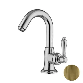 Смеситель для раковины однорычажный, с донным клапаном, цвет: Bronze Plated