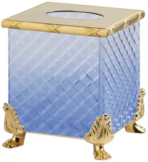 Контейнер для салфеток Cristal&Bronze CRISTAL TAILLE “LOSANGE” CISELÉ FS09C-D3-652B blue crystal/Matt Soft Gold