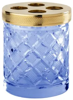 Стакан Cristal&Bronze CRISTAL TAILLE “LOSANGE” CISELÉ FS09C-D3-620B blue crystal/Matt Soft Gold
