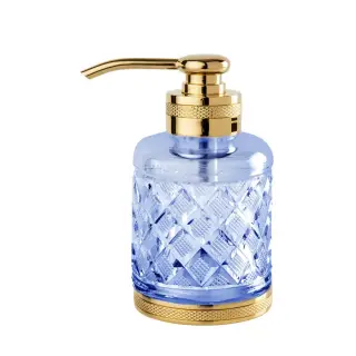 Дозатор Cristal&Bronze CRISTAL TAILLE “LOSANGE” CISELÉ FS09C-D3-630B blue crystal/Matt Soft Gold