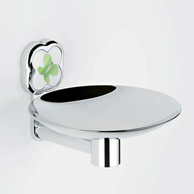 THG CAPUCINE VERT DECOR PLATINE Мыльница подвесная &oslash;150 мм., декор зеленый, цвет: хром