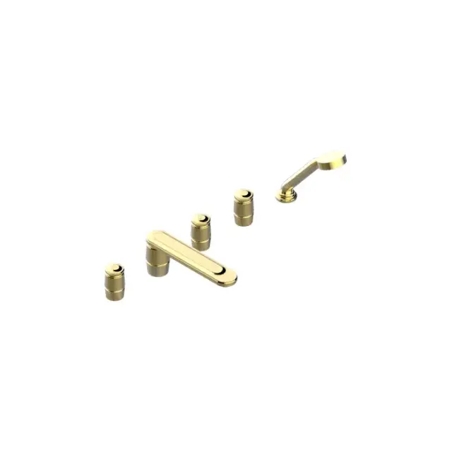 THG CORVAIR Смеситель на борт ванны на 5 отверстий, двойной, с ручным душем, цвет: полированное золото