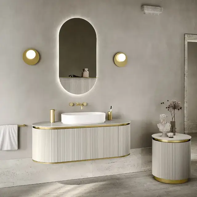 Oasis Naos Композиция №6 Комплект мебели 80х56xh45см, подвесной, мраморный топ, фурнитура латунь, зеркало, цвет: Corda elegance