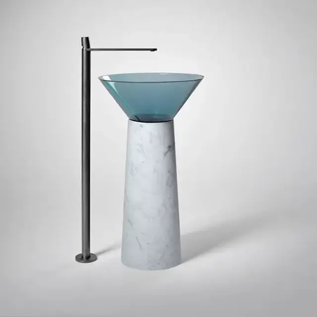 Antonio Lupi Albume Раковина 48х65 см, без отв., на пьедестале, Cristalmood, цвет: Petrolio/Marmo Carrara