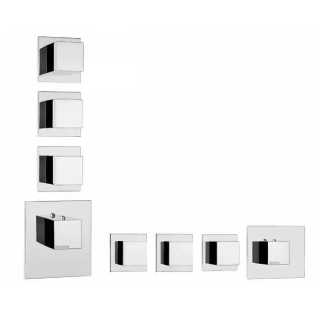 Bossini Cube Термостат для душа, встраиваемый, с девиаторм/запорным вентилем на 3 - 6 выходов, уст-ка верт/гор., цвет: хром