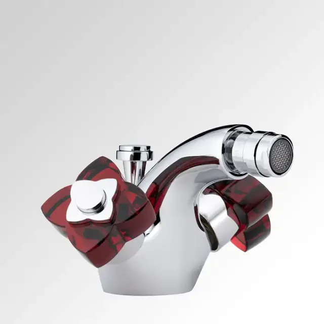 THG Petale de Cristal rouge Смеситель для биде, 1 отв., цвет: хром/красный хрусталь