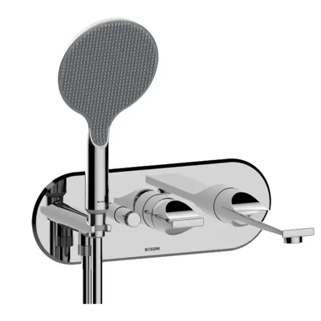 Bossini Apice Смеситель для ванны, встраиваемый, на 2 выхода,с ручным душем и шлангом 150см., внешняя часть, цвет: хром